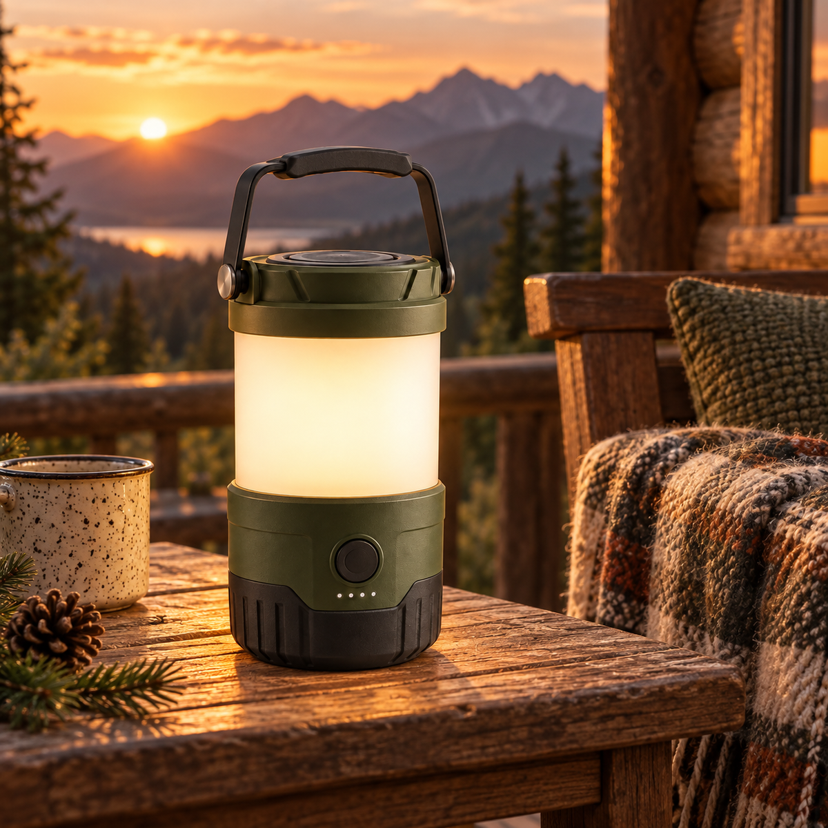 Rechargeable LED Camping Lantern – Portable Outdoor Light with Hanging Handle & Tripod Stand