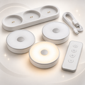 Rechargeable Wireless Puck Lights – 3-Pack LED Cabinet Lights with Charging Dock & Remote